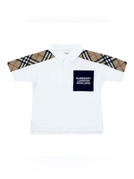 Burberry Other - Burberry Kids Johnathan White Nova Check Polo Shirt